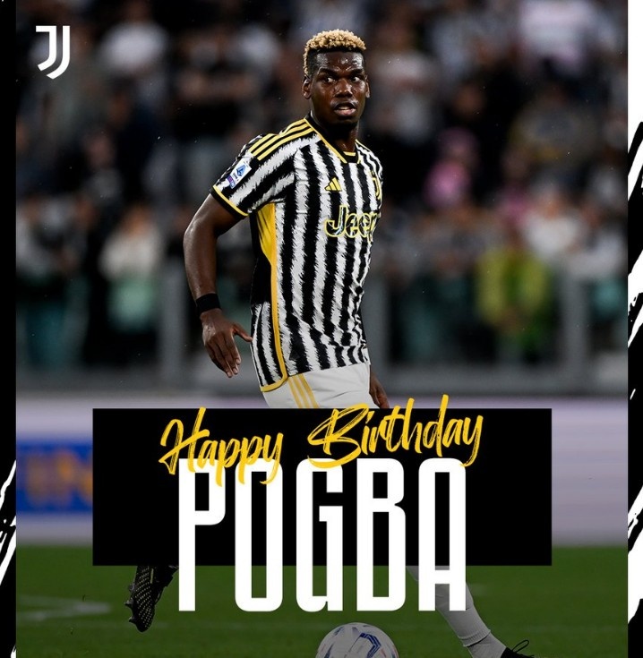 上次出场还是去年9月,尤文官方祝博格巴31岁生日快乐